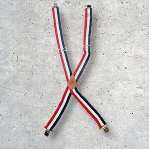 The Boss Portable Products Striped Suspenders Red White Navy Y-Back Adjustable